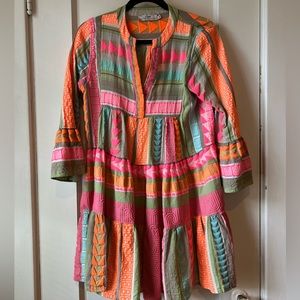 Devotion Twins Ella dress neon pink orange multi EUC